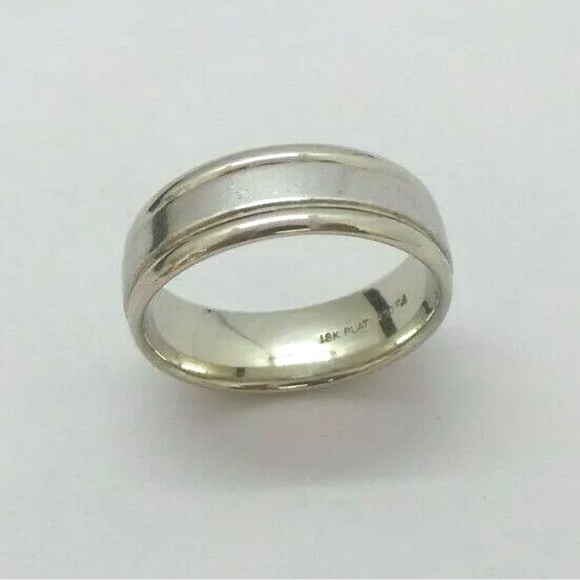 18K WHITE GOLD AND .950 PLATINUM MEN'S BAND RING - Picture 13 of 13